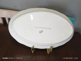 Fuente porcelana francesa vintage floral dorada