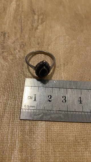 Anillo Plata Ley 925 Vintage Piedra Negra