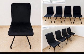Juego de 4 Sillas Negras Terciopelo