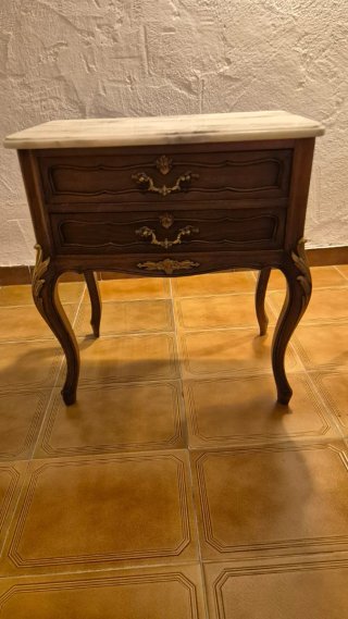 Mesitas de noche mármol y madera (2)