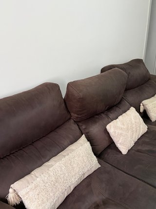 Grande divano chaise longue 3 posti marrone 2,90 m