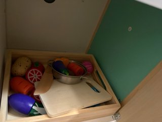 Cocinita juguete madera + accesorios