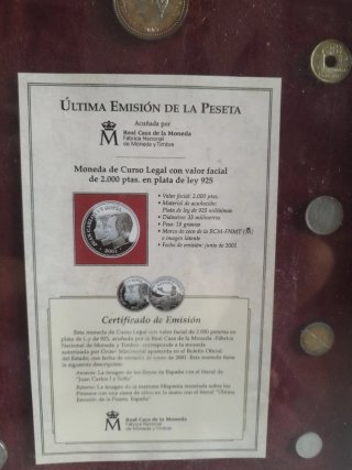 Cuadro conmemorativo Última Emisión de la Peseta