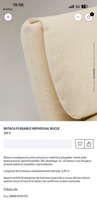 Sillón cama beige tela