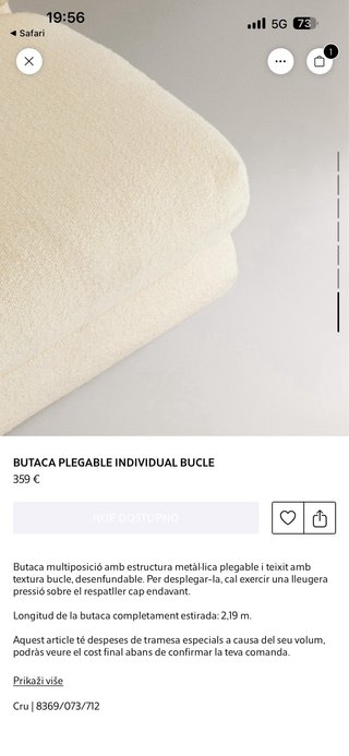 Sillón cama beige tela