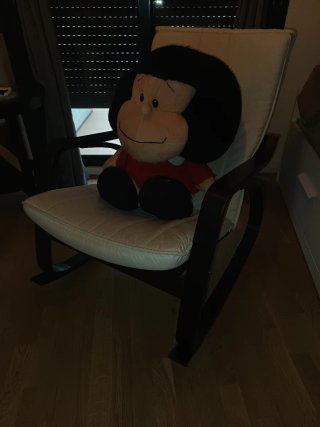 Mecedora Poäng Ikea con 2 cojines (negro y blanco)