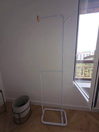 Perchero Sklum Blanco Metal con Tope Madera