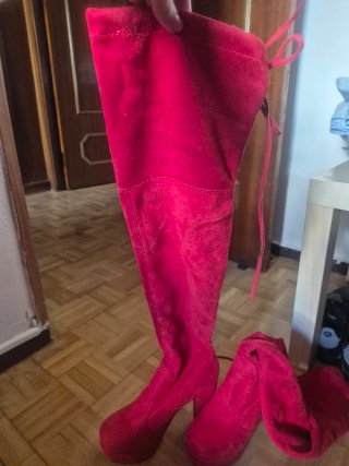 Botas Overknee Ante Rojo Talla 39