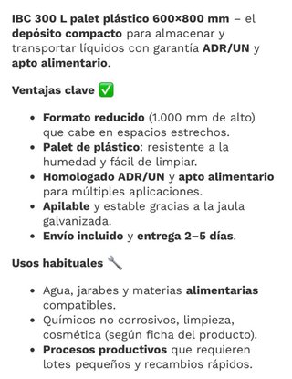 Depósito de agua IBC 300L con grifo