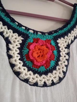 Vestido blanco ibicenco crochet talla única