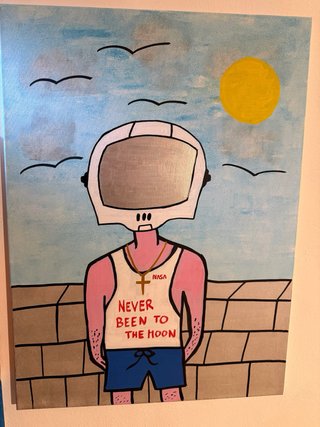 Quadro acrilico astronauta Never Been to the Moon