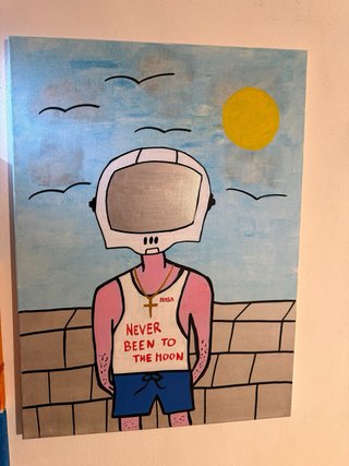 Quadro acrilico astronauta Never Been to the Moon