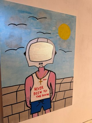 Quadro acrilico astronauta Never Been to the Moon