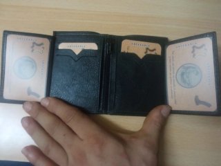 Cartera billetero Policía Nacional CNP cuero Negro