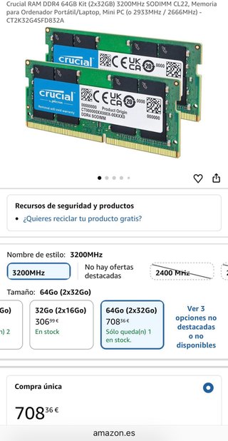 Crucial DDR4 64GB (2x32GB) 3200MHz SODIMM
