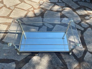 Mesa Centro Cristal y Metal Dorado