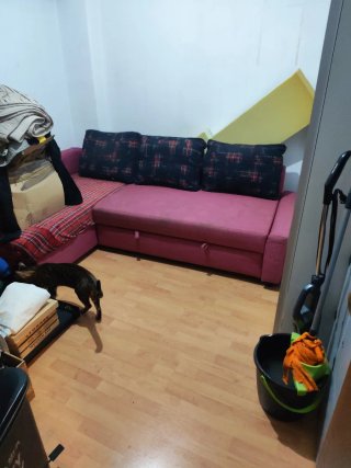 Sofá Cama Ikea Tela y Madera