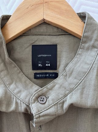 Camisa Lino Manga Corta Verde Oliva