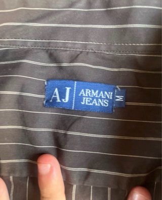 Camisa Armani Rayas Marrón Hombre
