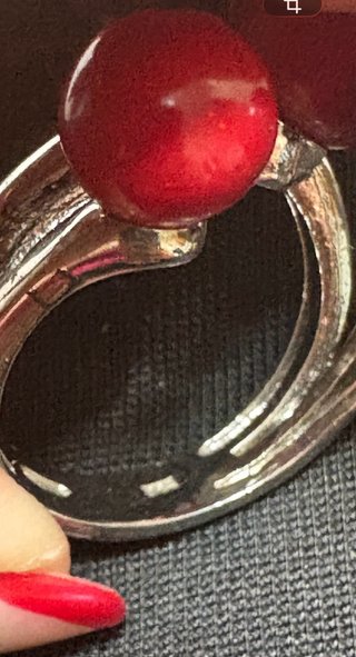 Anello Argento 925 con Sfere Rosse e Nere