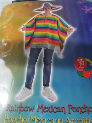Disfraz Poncho Mexicano Arcoíris Talla Única