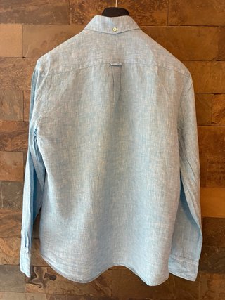 Camisa Lino Azul Claro Hombre Massimo Dutti