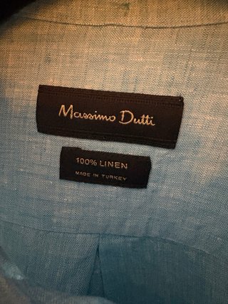 Camisa Lino Azul Claro Hombre Massimo Dutti