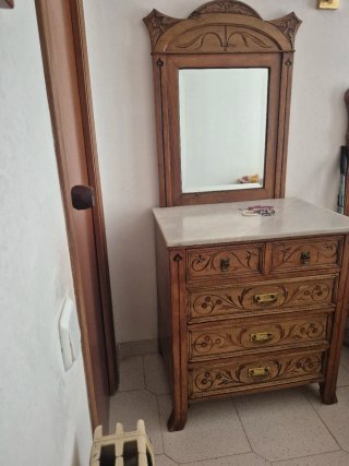 Cómoda Tocador Provenzal con Espejo y mármol