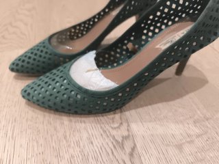 Zapatos Zara Talla 37 Piel Verde