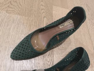 Zapatos Zara Talla 37 Piel Verde