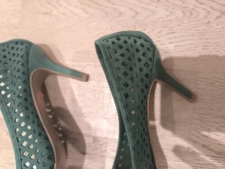 Zapatos Zara Talla 37 Piel Verde