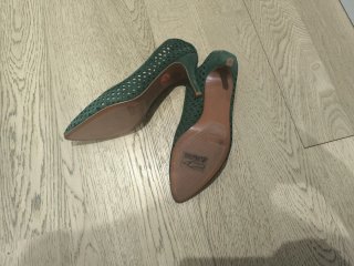 Zapatos Zara Talla 37 Piel Verde