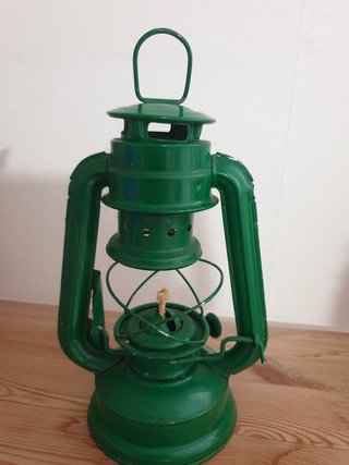Lámpara Linterna Petróleo antigua Verde