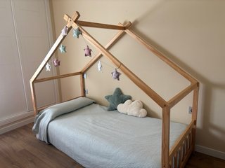 Cama infantil madera natural 90cm (Sklum)