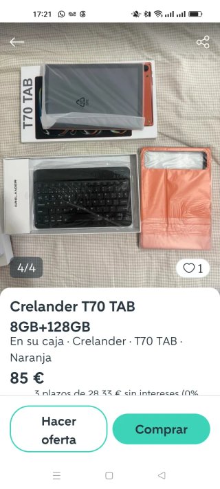 Tablet CRELANDER T70 TAB Naranja