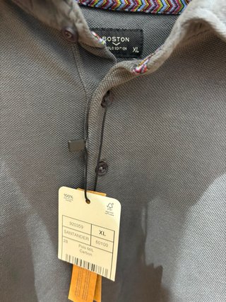 Polo manga larga hombre Boston XL gris