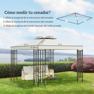 Techo Repuesto Cenador 3x3 Doble Techo UV Crema