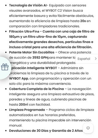 WYBOT C2 Vision Limpiafondos Piscina