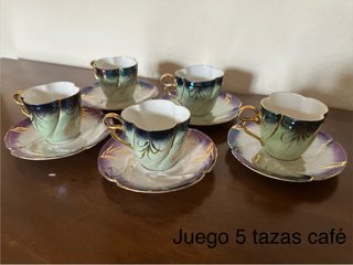 Juego 5 tazas de café porcelana