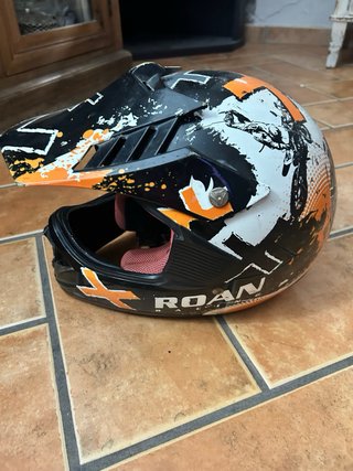 Casco Moto Roan Talla M Negro Naranja