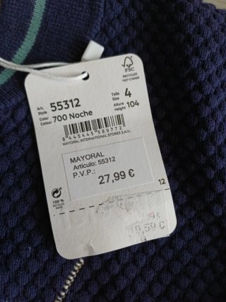 Jersey Mayoral niño azul. Talla 4 años.