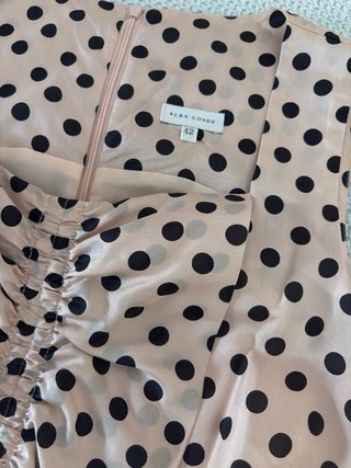 Vestido fiesta corto lunares negro beige