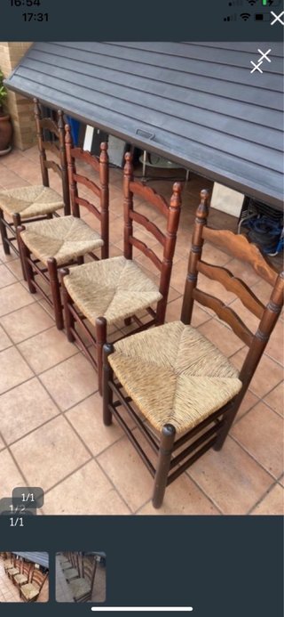 Conjunto 4 Sillas Madera Asiento Rattan