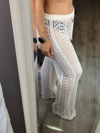 Pantalón Shein Ganchillo Blanco