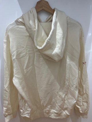 Sudadera beige con cordones y logo