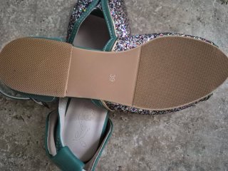 Sandali donna glitter argento e verde acqua