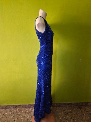 Vestido Lentejuelas Azul Cobalto Talla XS