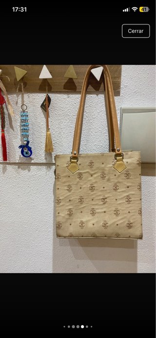 Bolso de mano mujer beige y marrón