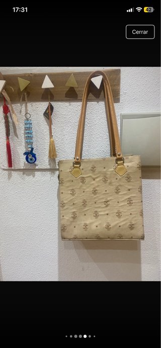 Bolso de mano mujer beige y marrón