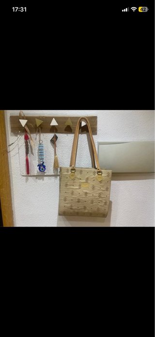 Bolso de mano mujer beige y marrón